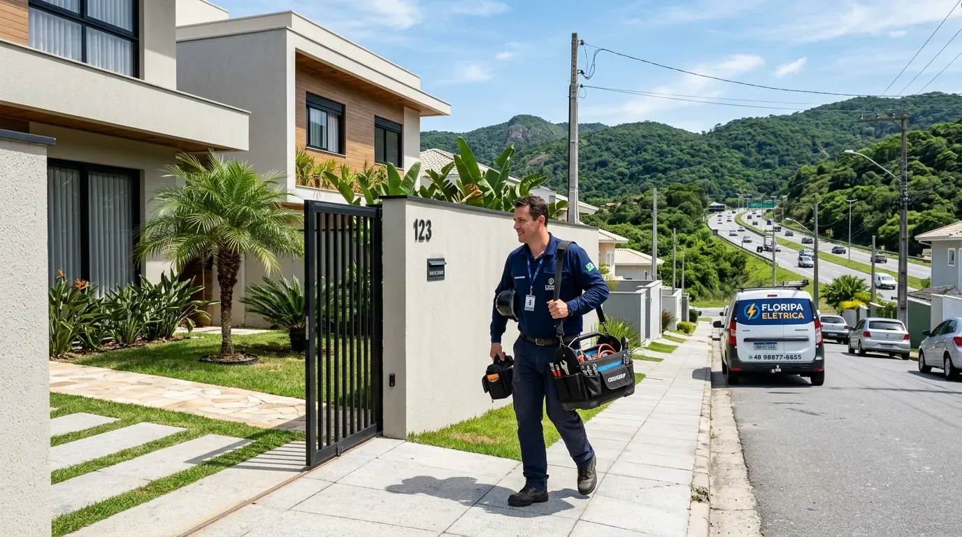 Eletricista atendendo residências no Saco Grande, Florianópolis