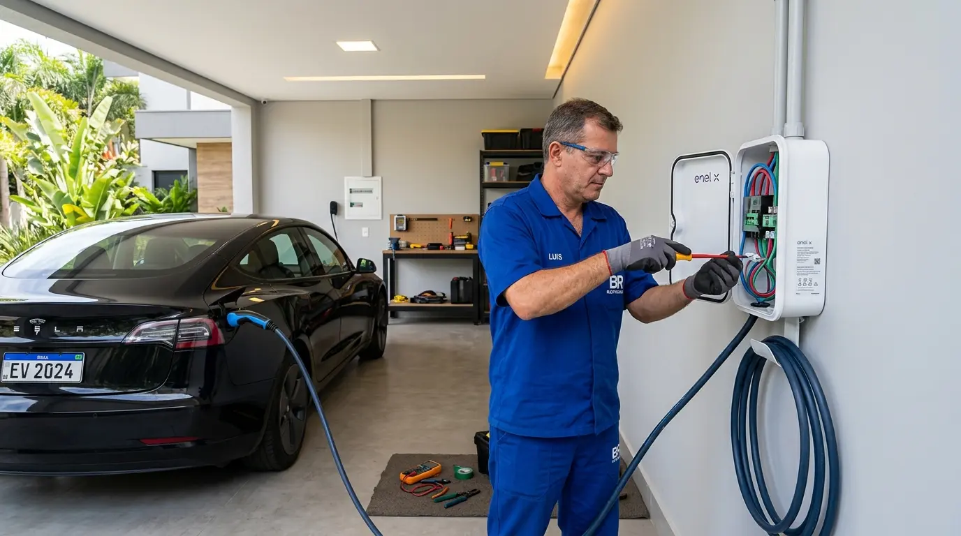 Instalação de carregador wallbox para carro elétrico em Florianópolis